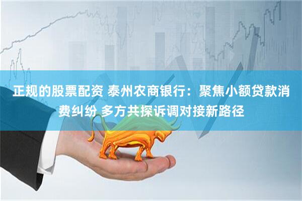 正规的股票配资 泰州农商银行：聚焦小额贷款消费纠纷 多方共探诉调对接新路径
